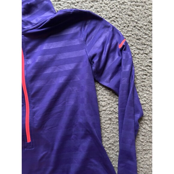 Nike Pro DRI FIT Women's Long Sleeve Shirt Purple Size MEDIUM 1/2 zip UP - Picture 2 of 5